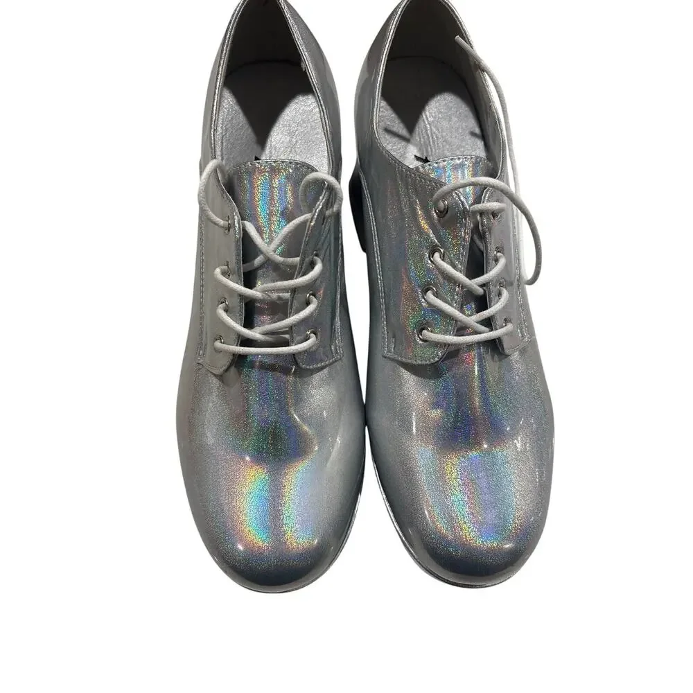 Ellie Shoes 1031-Pimp Silver Hologram Platform Shoes 12/13